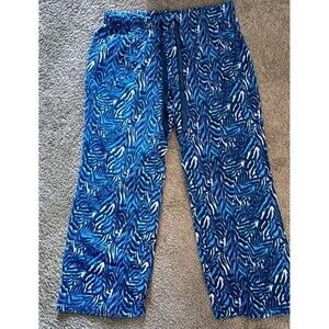 Masseys Lounge Pants Size 1X Blue Animal Print Thick Drawstring Waist Pockets